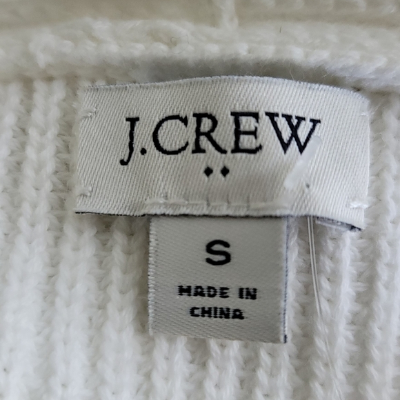 J. CREW Ivory Cotton Sweater V Neck Knit High Low Hem Size Small. - Picture 5 of 6